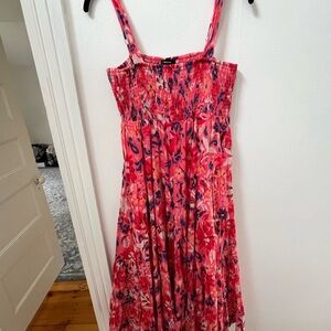 Aqua Red Pleated Maxi Sundress